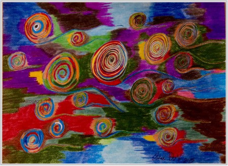 135✨ TÍTULO : " ESTRELLAS ", TÉCNICA : LÁPIZ DE CRAYÓN, GRASA Y ACUARELA. TINTA CHINA. FIJADOR. ( 21 x 28,5cms ).      120€